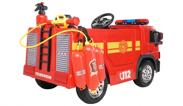 Kinder-Elektro-Feuerwehrauto SX1818, Spritze, Sirene, Blaulicht, 70 Watt, Servolenkung, Bluetooth
