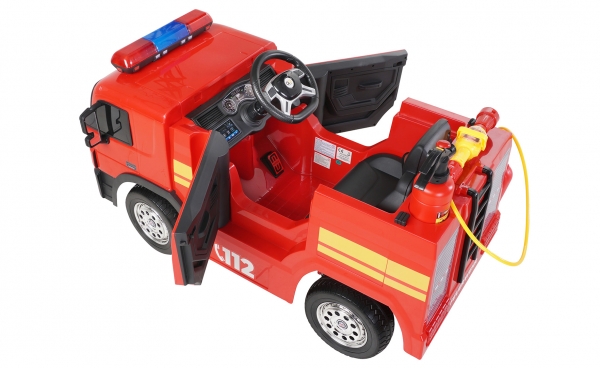 Kinder-Elektro-Feuerwehrauto SX1818, Spritze, Sirene, Blaulicht, 70 Watt, Servolenkung, Bluetooth