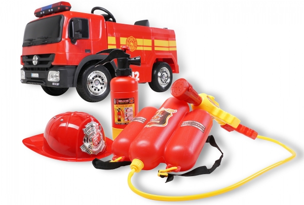 Kinder-Elektro-Feuerwehrauto SX1818, Spritze, Sirene, Blaulicht, 70 Watt, Servolenkung, Bluetooth